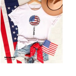 america sunflower t-shirt, usa flag flower shirt, 4th of july patriotic tee, usa independence shirt, american freedom t-