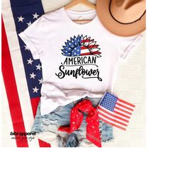america sunflower shirt, usa flag flower t-shirt, 4th of july flag tee, independence day shirt, freedom shirt, patriotic