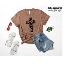 christian cross shirt, cross tree floral tee shirt, christian shirt, jesus shirt, christian gift, cross shirt, faith cro