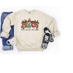 jesus the reason for the season sweatshirt, faith christmas sweatshirt, jesus sweatshirt, cross xmas long sleeve, jesus