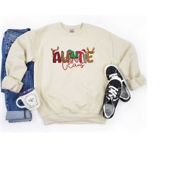 auntie claus sweatshirt, deer auntie claus sweater, christmas gift for auntie, new auntie claus gift shirt, woman gift f
