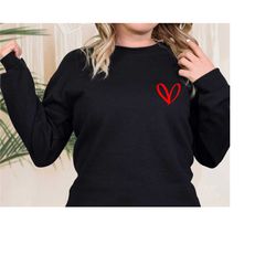 valentine heart sweatshirt, valentine's day love pocket sweatshirt, love heart crewneck, valentine's day sweatshirt, val
