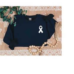 lung cancer ribbon sweatshirt, white ribbon shirt, cancer awareness hoodie, lung cancer survivor, hope sweatshirt, cance