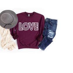 love retro graphic sweatshirt, valentine's day hoodie, cute love tee, love graphic, valentine's day gift, valentines day