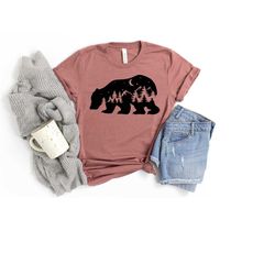 bear mountain shirt, camping bear shirt, nature bear shirt, nature lover shirt, bear hiking shirt, bear women shirt, bea