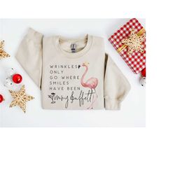 wrinkles only go where smiles have been crewneck & hoodie flamingo jimmy buffett memorial sweatshirt/hoodie