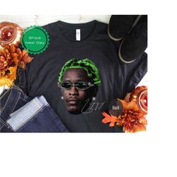 young thug t-shirt, rap tee concert merch thugger slime season, green rare hip hop graphic print, young thug graphic tee