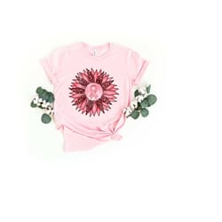 pink sunflower shirt, pink ribbon shirt, leopard sunflower shirt, cancer awareness shirt, fight cancer shirt, cancer sur