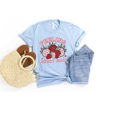 feeling berry good strawberry print retro shirt strawberry shirt botanical shirt fruit tee fruit shirt fruit print shirt