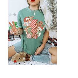 comfort colors retro christmas shirt, groovy christmas tshirt, retro santa christmas tee, gingerbread christmas shirt, c