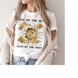 live by the sun dream by the moon shirt, moon shirt, moon boho shirt, gift for moon lover, sun and moon shirt, moon shir