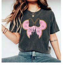 glitter rose gold minnie shirt, disney shirt for women, disney ear shirt, disney lover shirt, minnie ear shirt, disney