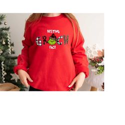 funny resting grinch face christmas shirt, christmas grinch shirt, grinch face shirt, holiday season shirt, resting grin