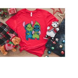 grinch and stitch christmas shirt, christmas gifts, merry grinchmas sweatshirt, grinchmas shirts, gift for friends, chri