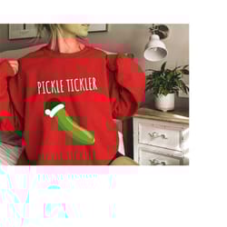 christmas couple matching t-shirts, tickle my pickle shirt, pickle tickler tee, funny couple holiday outfit, mr and mrs