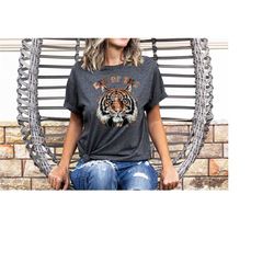 retro tiger t-shirt oversized band tee women's t-shirts gift for her eye of the tiger tshirt music lover shirt