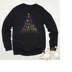 alphabet christmas tree sweatshirt, teacher christmas long sleeve, school christmas hoodie, teach christmas sweater, tea