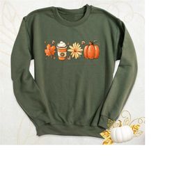 fall sweatshirt, pumpkin latte hoodie, autumn cottagecore sweatshirt, fall pumpkin sweater, flower sweatshirt, cute autu