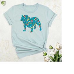 pitbull shirt, cute dog flower shirt, pitbull lover shirt, pitbull mom shirt, dog father shirt, pitbull women t-shirt, p