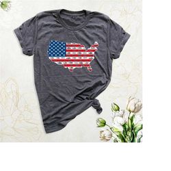 america map shirt, fourth of july shirt, usa flag graphic shirt, independence day t-shirt, patriotic shirt, freedom shir