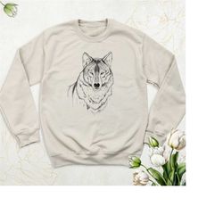 wolf sweatshirt, cute animal lover hoodie, wolf lover sweater, wild life sweatshirt, camping sweatshirt, nature long sle