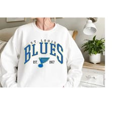 sweat-shirt des blues de saint-louis, tee-shirt blues, sweat-shirt de hockey, pull vintage, pull universitaire, chemise