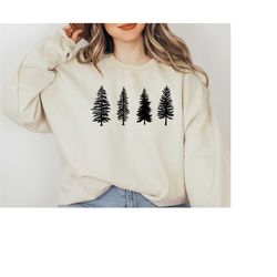 camping sweatshirt, pine sweatshirt, persistent leaf trees, gift for nature lovers, travel, hiking shirt, natural crewne
