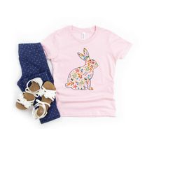 floral rabbit shirt, animal lover, floral bunny shirt, easter t-shirt, spring t-shirt, bunny shirt, matching family shir