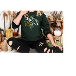 hello fall t-shirt, thanksgiving gift for women, girls autumn sweatshirt, pumpkin fall shirt, happy fall yall tee, fall