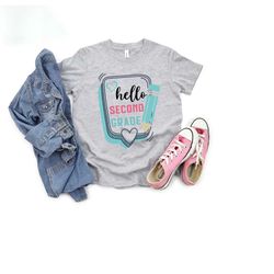 hello second grade shirt, 2nd grade teacher shirt, teacher gift, gift for teachers, 3rd grade, third grade teacher,back
