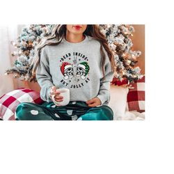 dead inside but jolly af shirt, dead inside skeleton, funny christmas shirt, christmas holly spirit, christmas skeleton