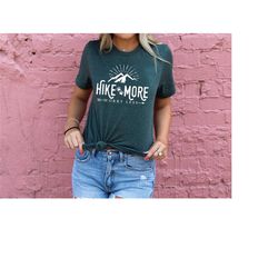 hiking shirt, hike more worry less ladies' unisex t-shirt, adventure camping shirt, outdoors, wanderlust shirt, arrows,