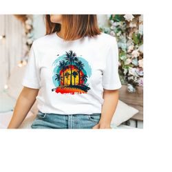 tropical island shirt, mexico trip shirt, palm trees on the beach at sunset shirts, summer holiday tshirt, palm hoodie,