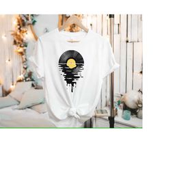 vinyl record shirt, vinyl cool sunset, music lover tee for men, music gifts for her, lp record collector, dj music cloth
