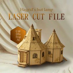 Hagrid's Hut night light - laser cut file, Harry Potter gifts, DIY house, Vector download file 3mm