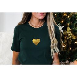 golden heart, cute valentines day shirt, valentine sweatshirt, plus size, valentines day gift, valentine shirt, gold