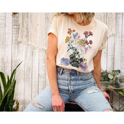 flowers in a vase t-shirt, vintage botanical tee, pastel floral nature t-shirt, flower lover tee, vase lover tee, flower