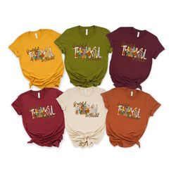 grateful,thankful, blessed with turkey shirt, fall vibes shirt,fall turkey shirt,thanksgiving dinner shirt, thankful shi