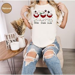 drink drank drunk christmas shirt,christmas party tshirt,wine lover gift,wine glass shirt,girls christmas,drinking shirt