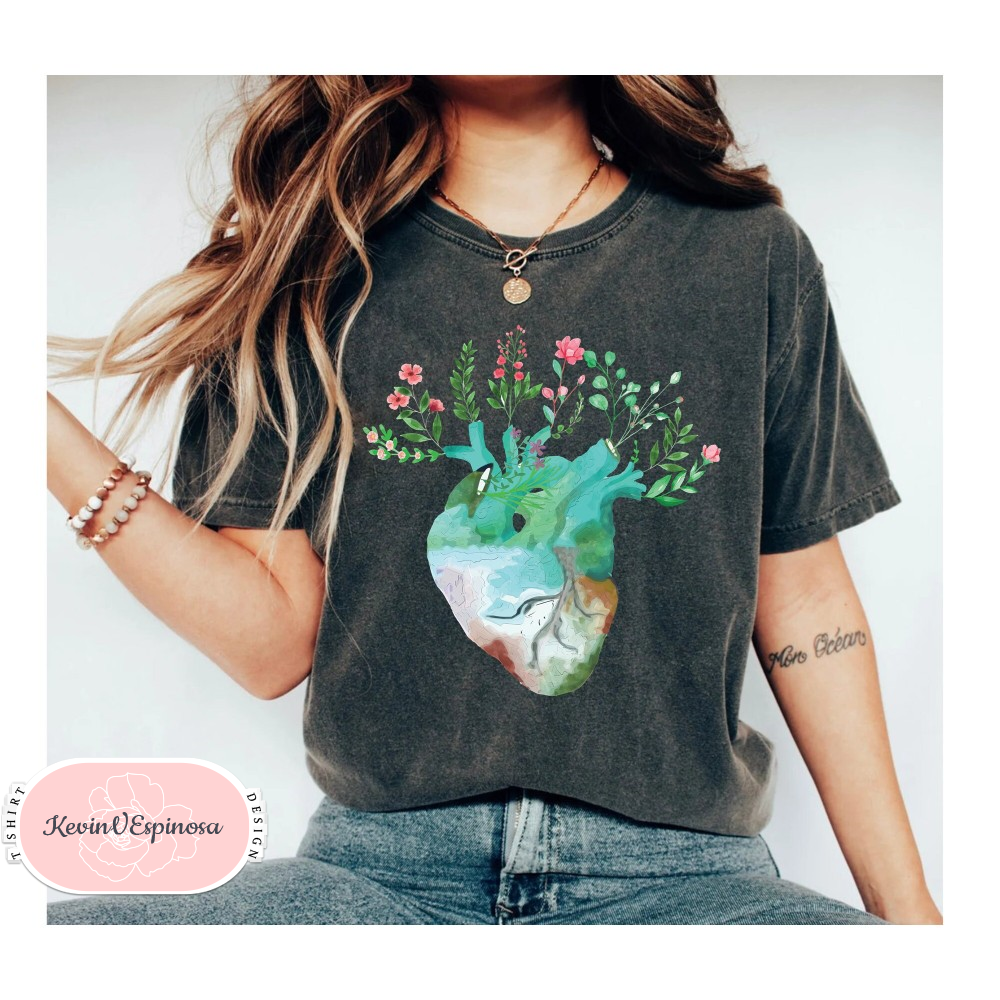 Floral Heart Shirt, Floral Heart Tee Shirt, Nurse Shirt, Doctor Shirt, Health shirt, Flowers Heart Shirt, Heart Surgery, Cardiac.jpg