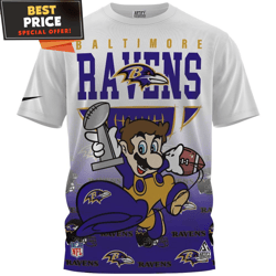 Baltimore Ravens x Mario Champions Cup Big Fan TShirt, Baltimore Ravens Gift  Best Personalized Gift  Unique Gifts Idea