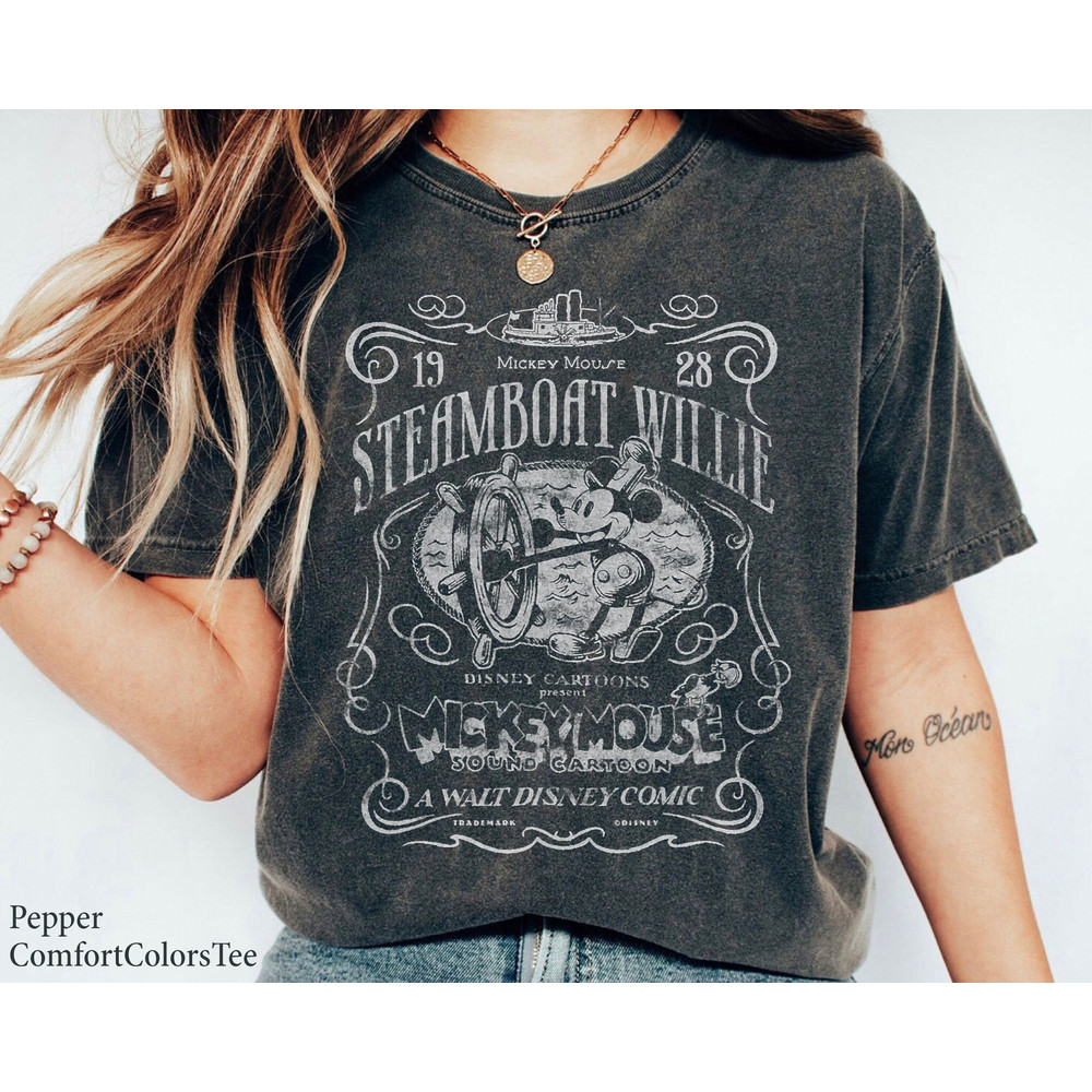 Mickey Mouse Steamboat Willie Poster Homage Shirt Walt Disney World Shirt Gift Ideas Men Women.jpg
