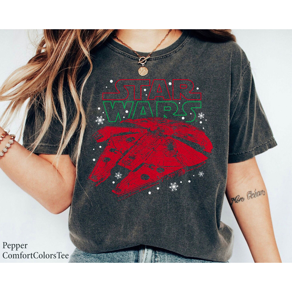 Millennium Falcon Graphic Star Wars Merry Christmas Shirt Family Matching Walt Disney World Shirt Gift Ideas Men Women.jpg