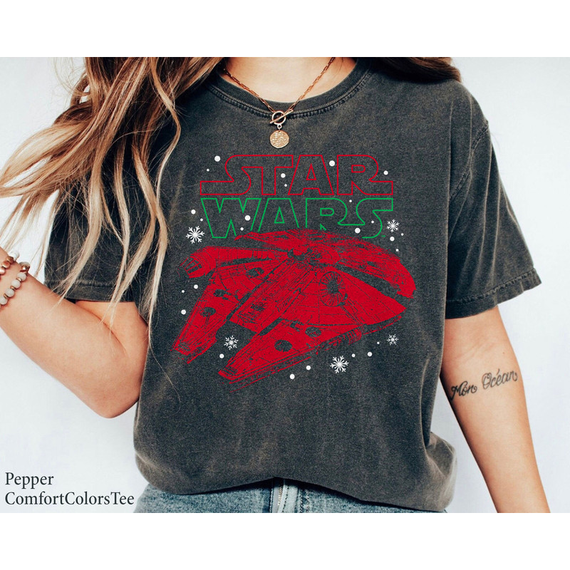 Millennium Falcon Graphic Star Wars Merry Christmas Shirt Family Matching Walt Disney World Shirt Gift Ideas Men Women.jpg