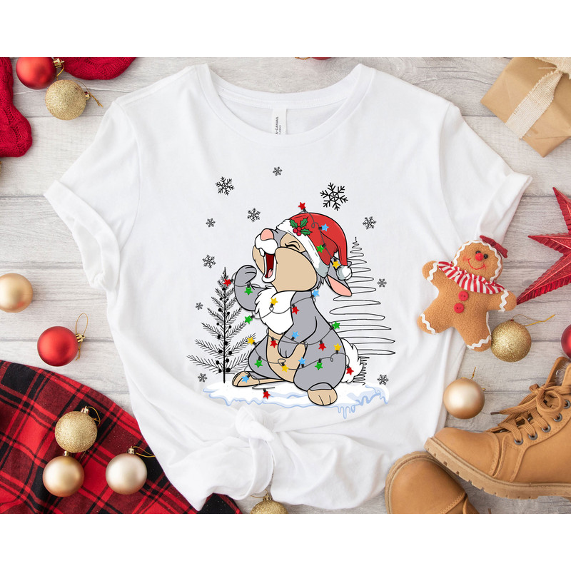 Mrs Rabbit Christmas Light Merry Christmas Xmas Light Santa Hat Christmas Tree Shirt Family Matching Walt Disney World Shirt Gift Ideas.jpg