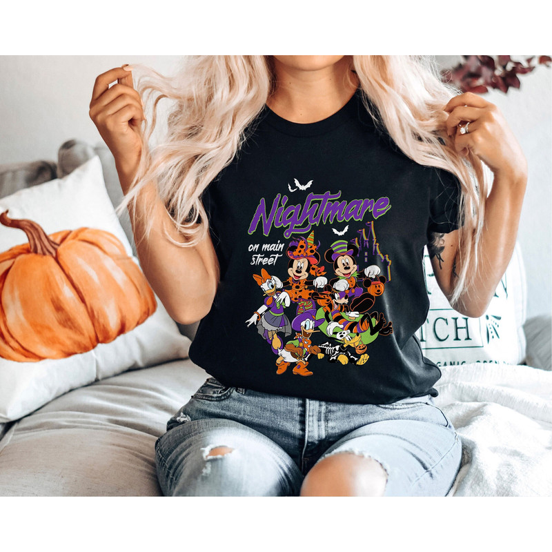 Nightmare On Main Street Halloween Pumpkin Shirt Vintage Retro Disney Mickey and Friends Shirt Great Gift Ideas Men Women.jpg