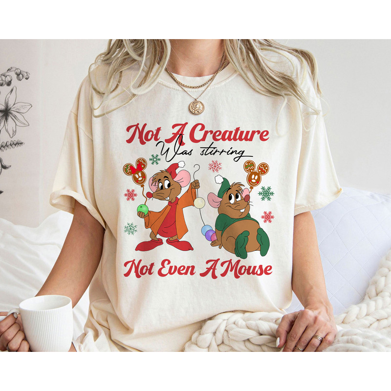 Not A Creature Was Stirring Not Even A Mouse Jaq And Gus Gus Merry Christmas Shirt Family Matching Walt Disney World Shirt Gift Ideas.jpg
