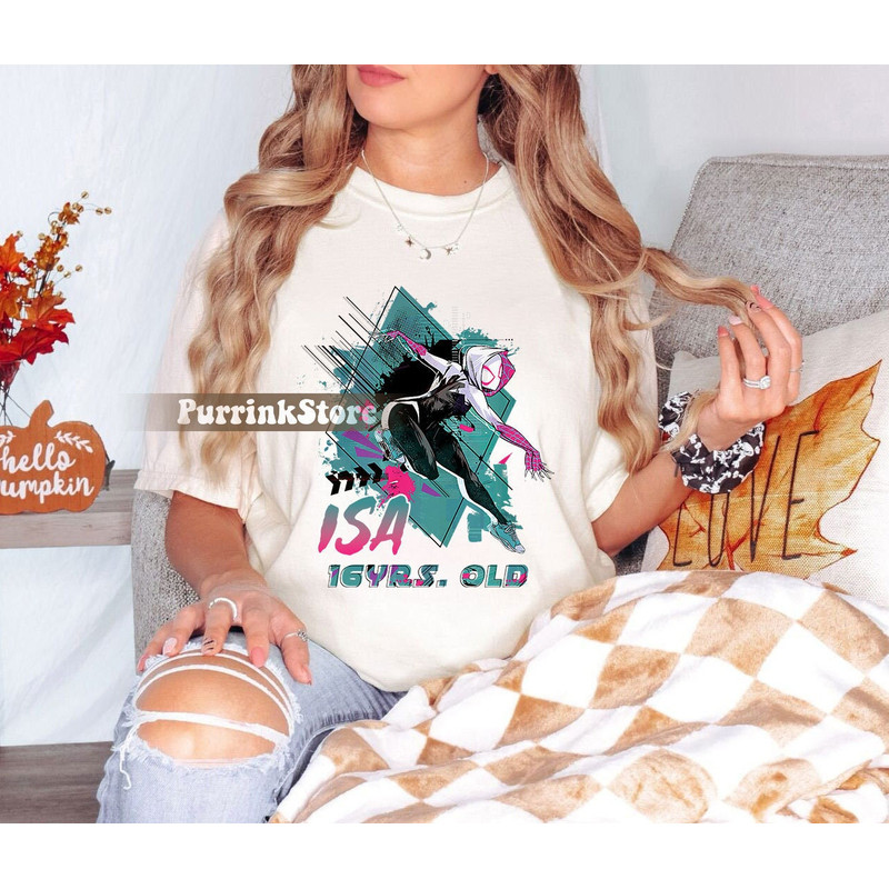 Personalized Birthday Spider Gwen Spider-Man Across The Spider-Verse Active Gwen Shirt Matching Family Shirt Great Gift Ideas Men Women.jpg