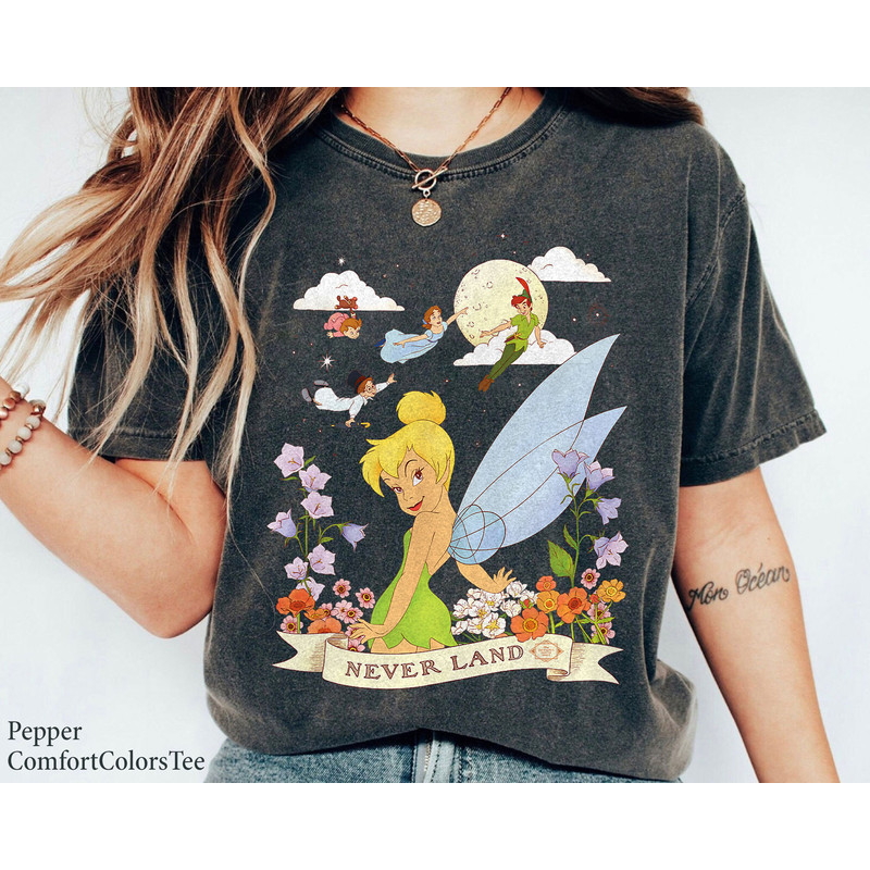Peter Pan Tinker Bell Never Land Flowers and Flight Shirt Family Matching Walt Disney World Shirt Gift Ideas Men Women.jpg
