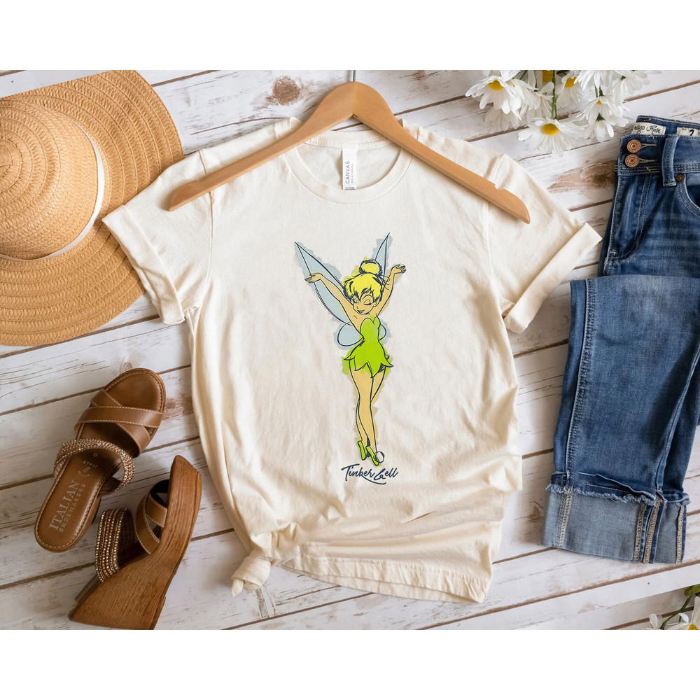 Peter Pan Tinker Bell Watercolor Sketch Shirt Walt Disney World Shirt Gift Ideas Men Women.jpg